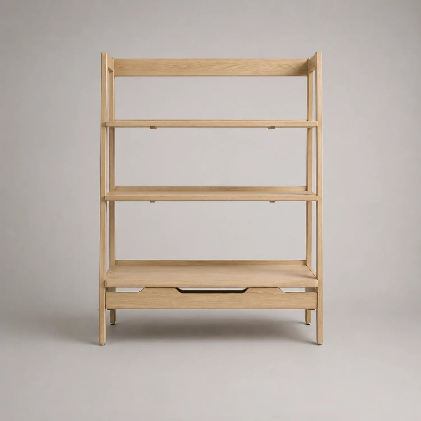 Regal aus Eichenholz mit Schublade, 4 Ebenen, Natur, 150cm x 90cm x 30cm