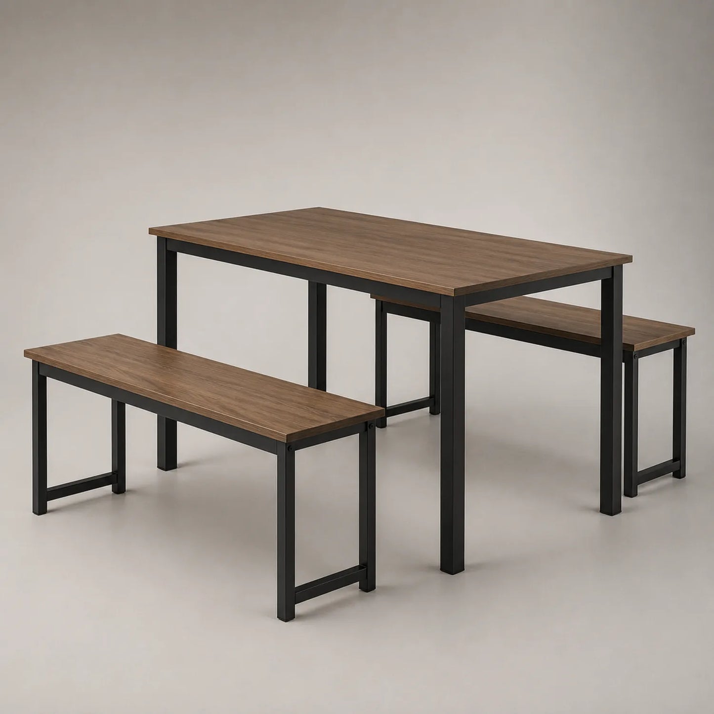 Esstisch-Set Holz Metall Dunkelbraun 120x60x75cm