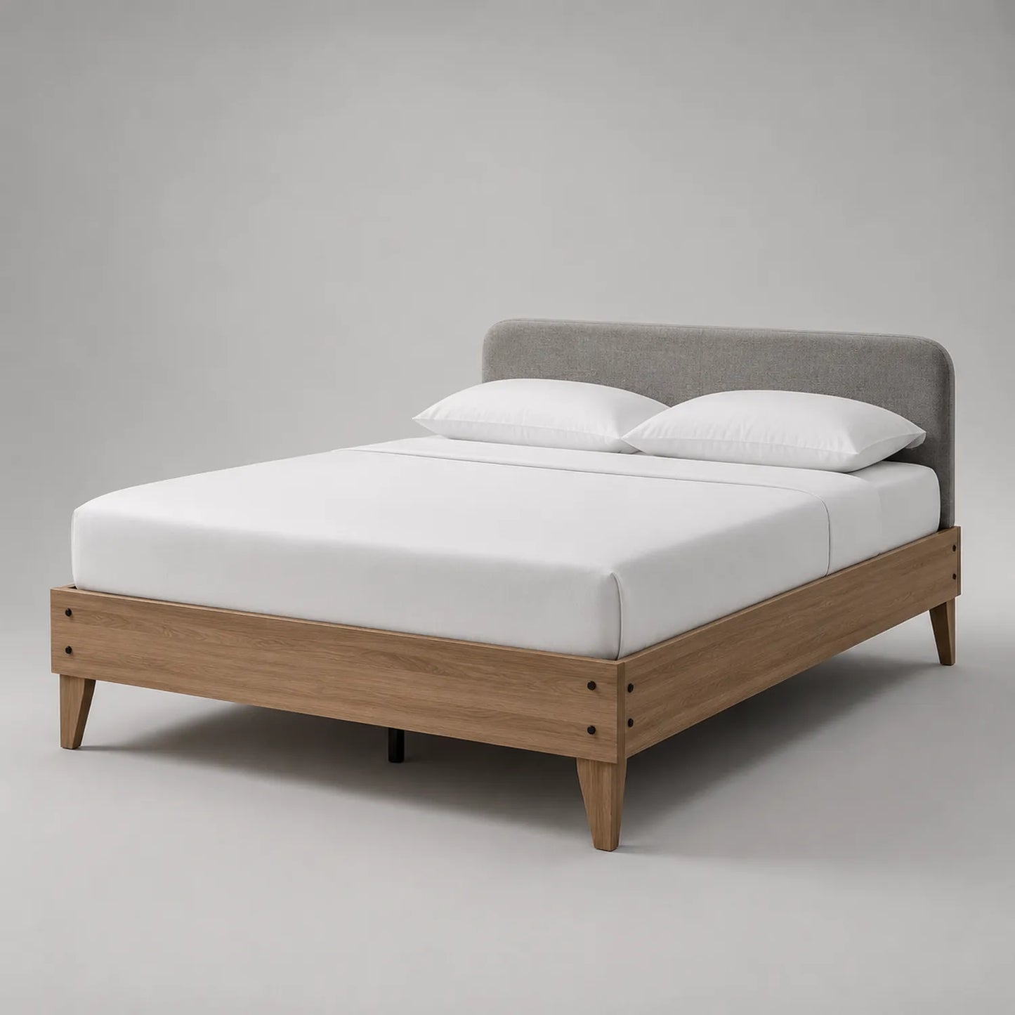Doppelbett mit Stoffkopfteil Eichenholz 200x160 cm