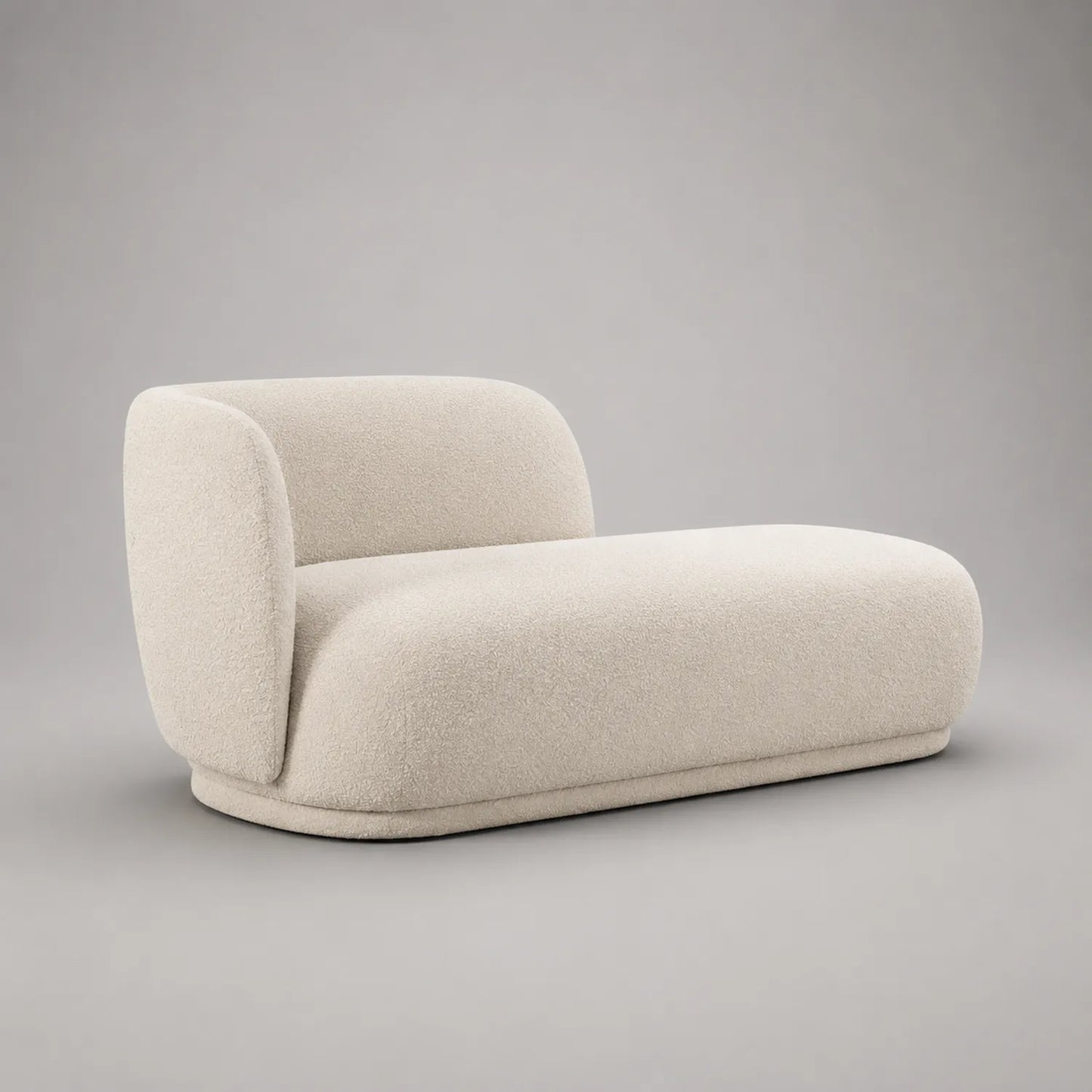 Chaiselongue mit Rückenlehne Bouclé-Stoff 160cm Creme