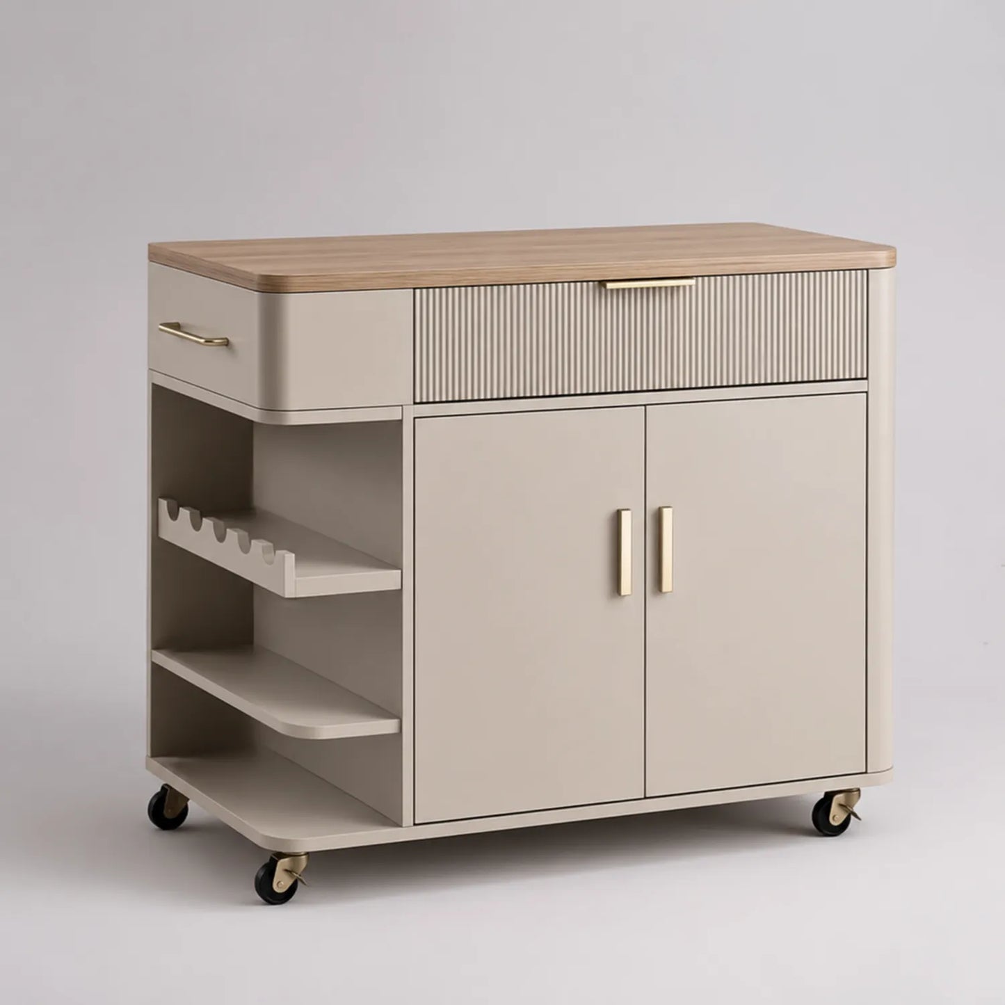 Kücheninsel mit Stauraum aus Holzwerkstoff 90x50x80 cm Beige