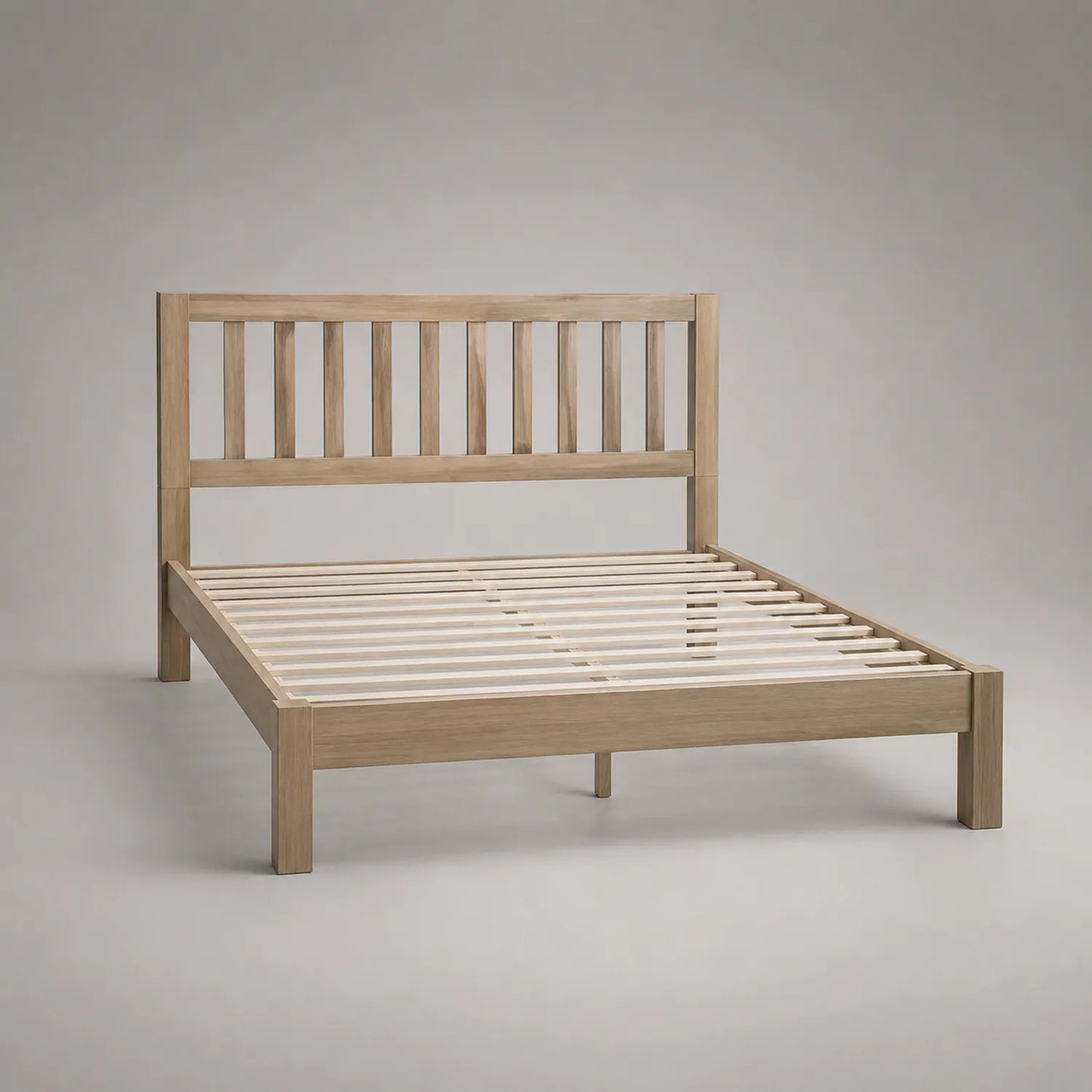 Holzbett mit Lattenrost 200x180 cm Eichenholz Natur
