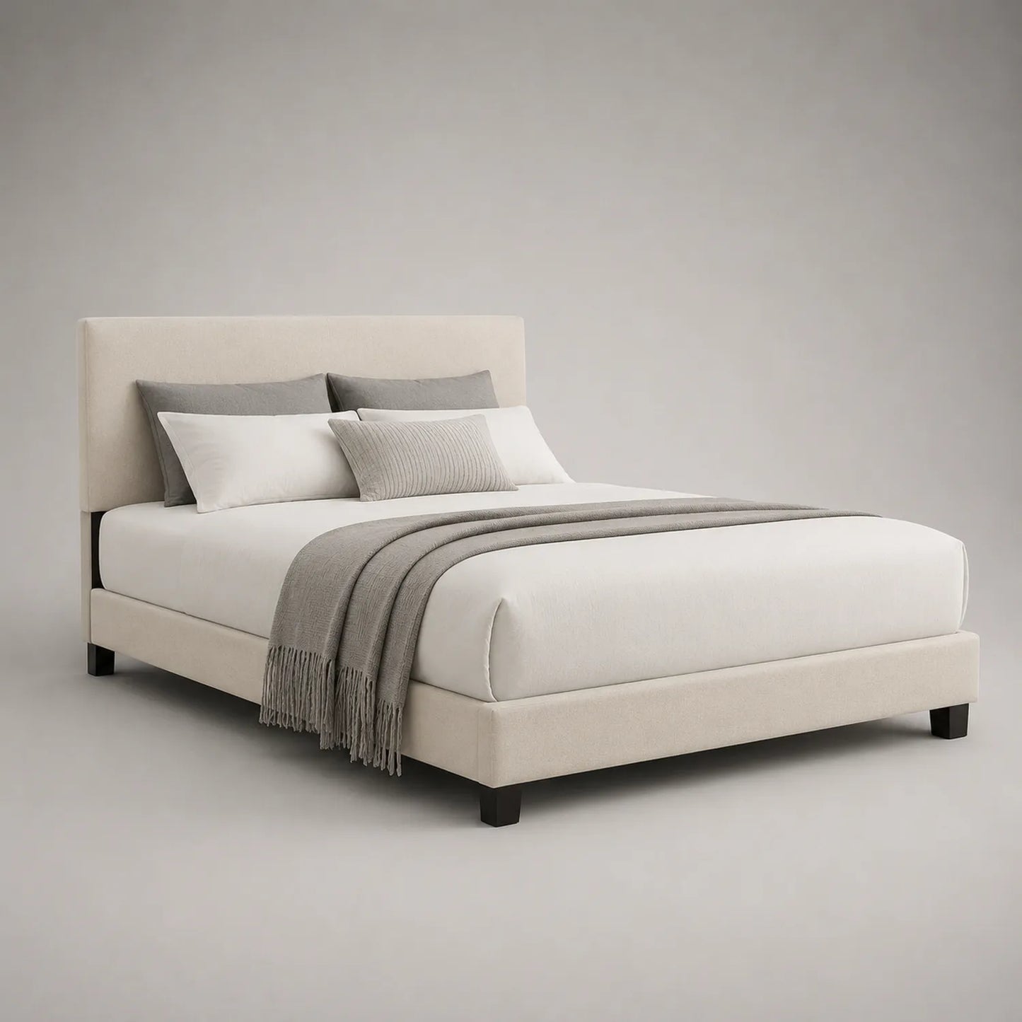 Polsterbett 180x200 cm Stoff Massivholz Beige/Grau