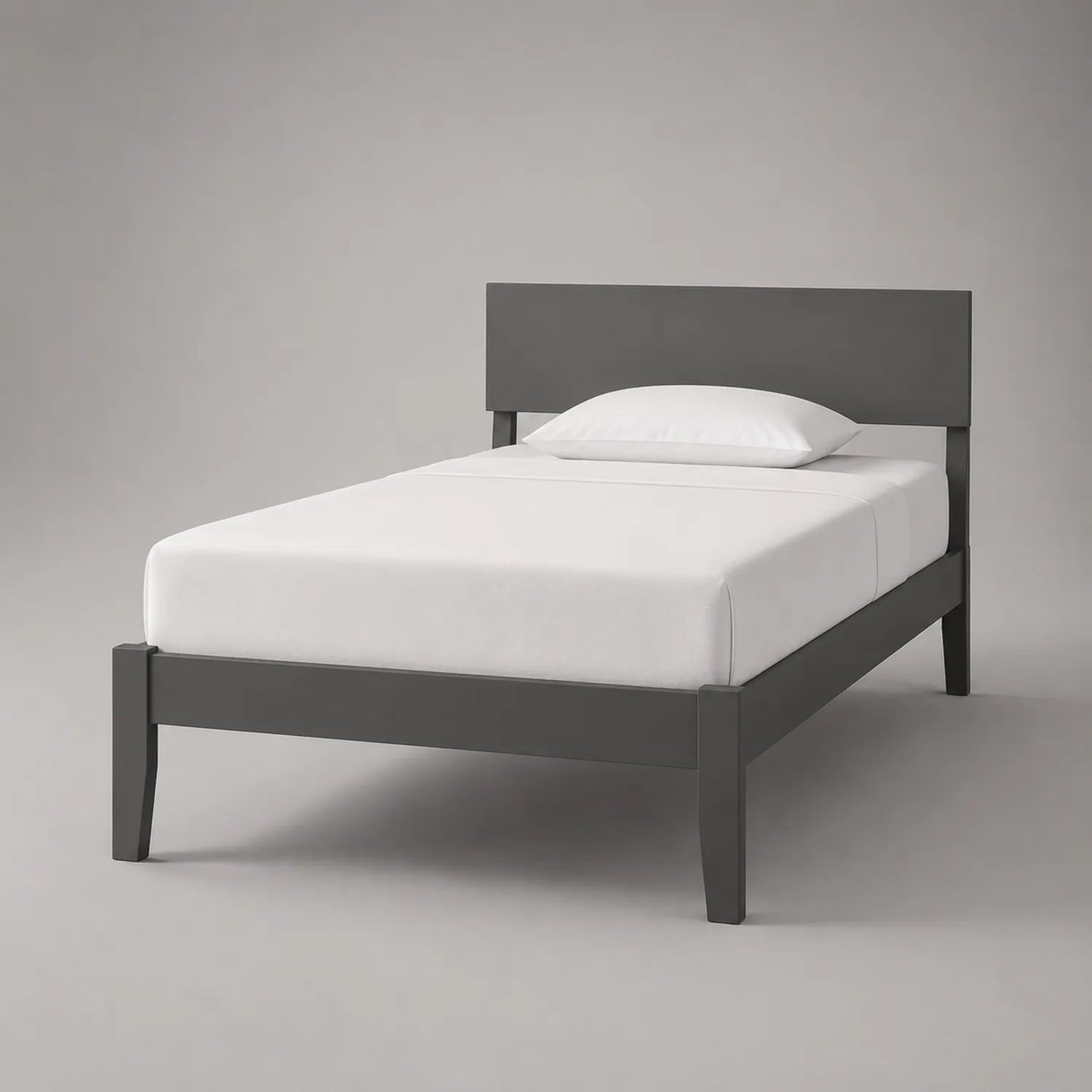 Einzelbett Massivholz Dunkelgrau 200x90 cm