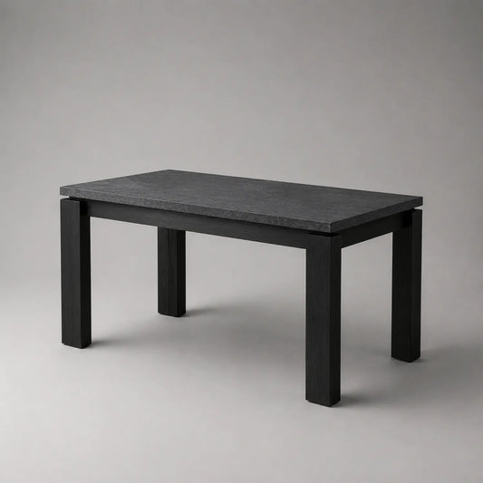 Tisch mit Schieferplatte und Holzrahmen in Schwarz 120x60x75cm