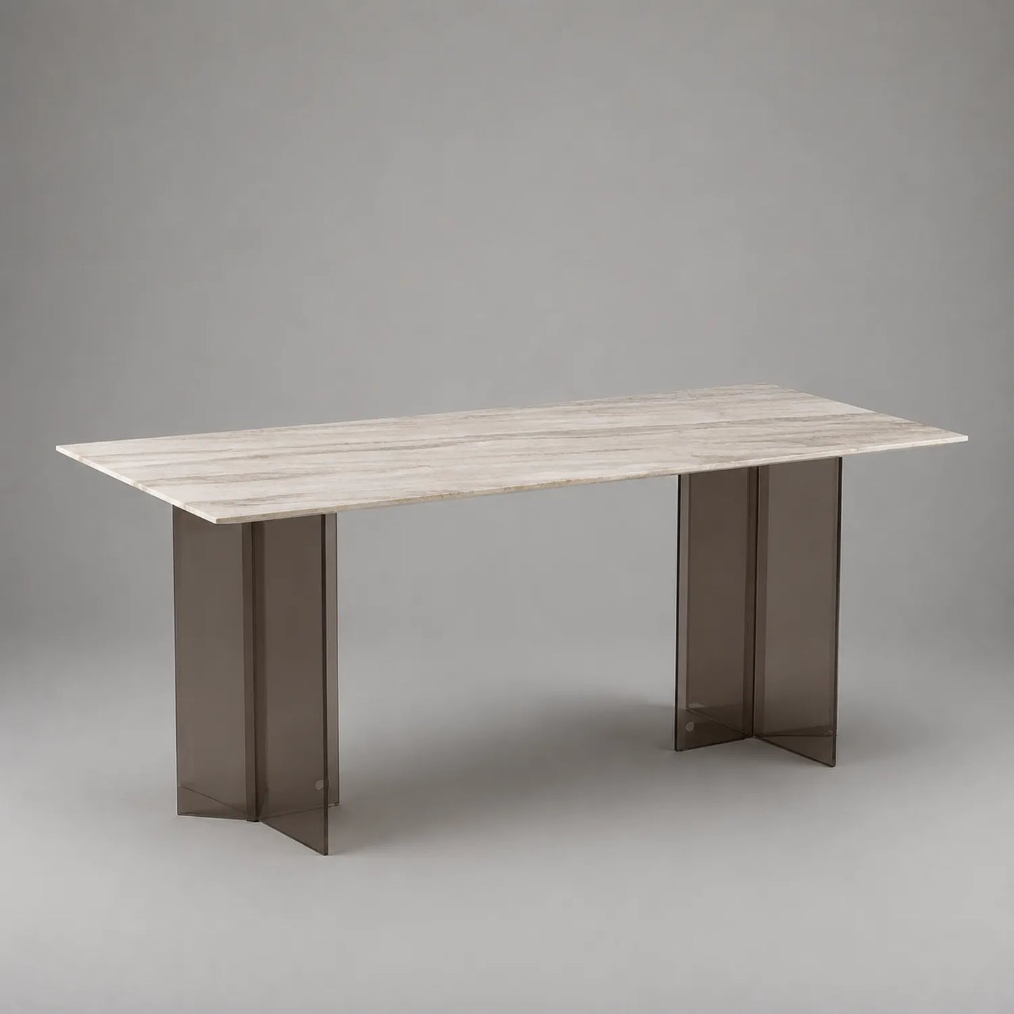 Esstisch aus Travertin mit Glasbeinen 180x90x75 cm