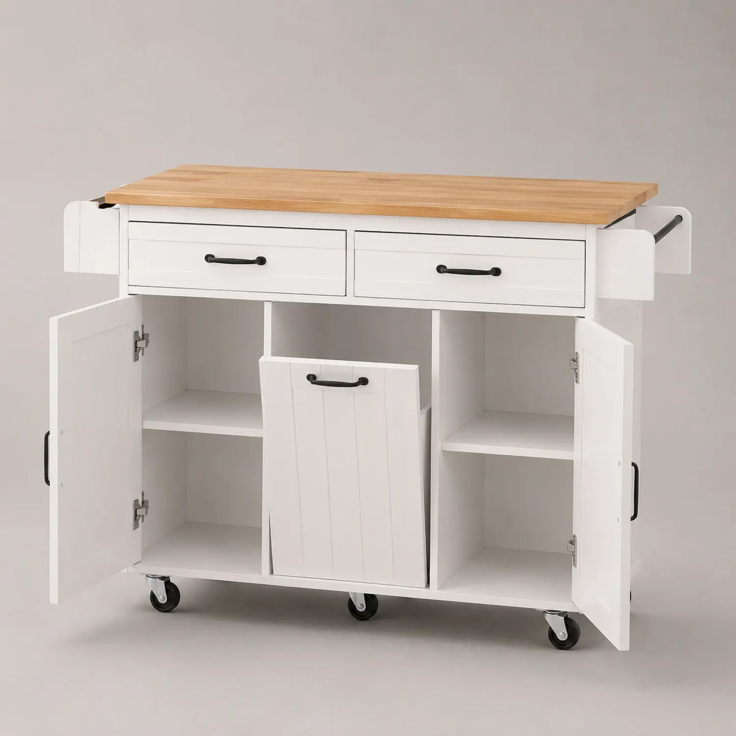 Küchenwagen Holzplatte MDF-Korpus Weiß