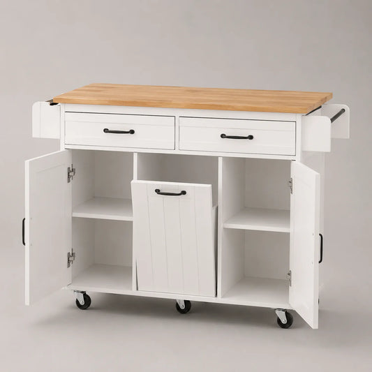 Küchenwagen Holzplatte MDF-Korpus Weiß