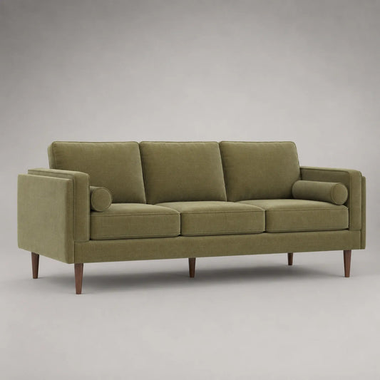 3-Sitzer Sofa Stoff Grün Massivholzbeine
