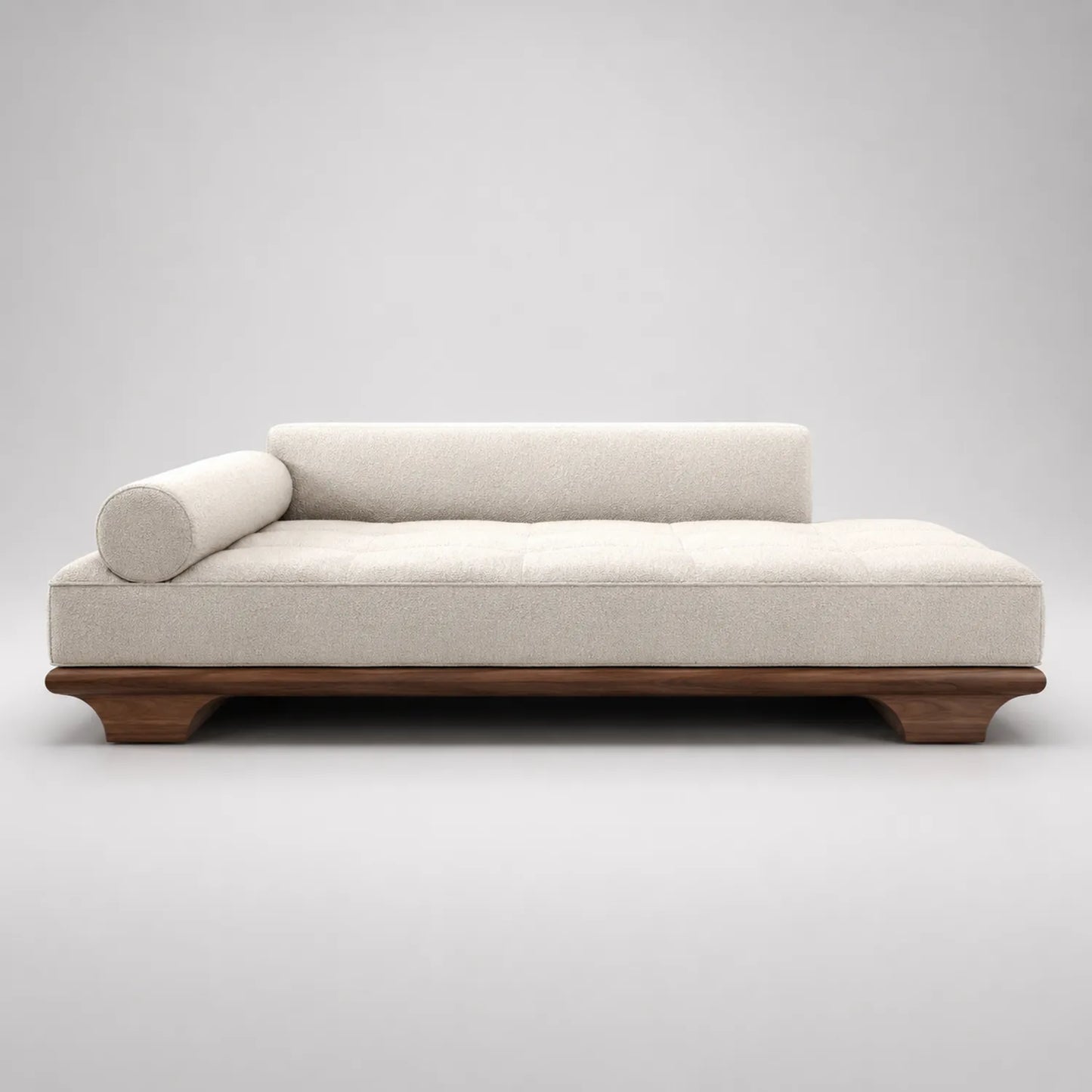 Sofa mit Walnuss-Holzrahmen und beigem Polyesterbezug