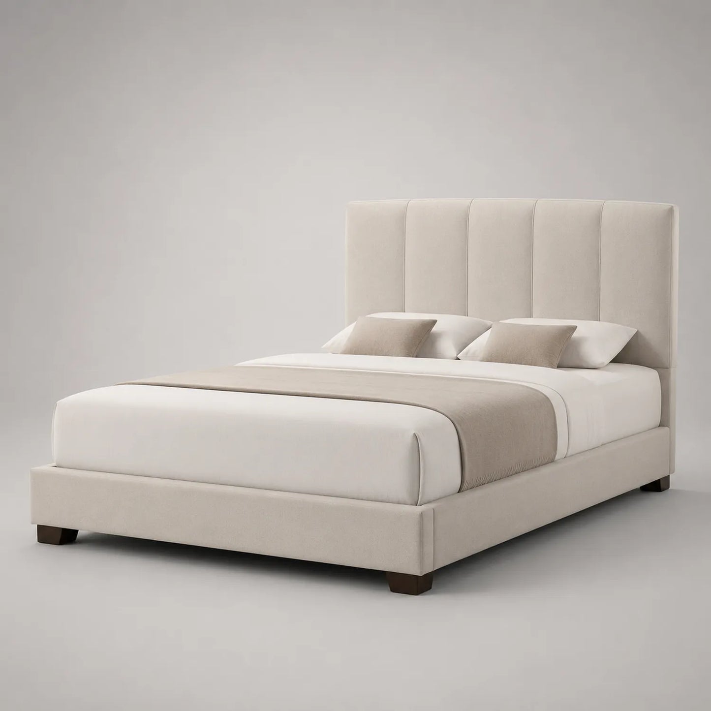 Stoffpolsterbett mit Kissen 180x200 cm Beige