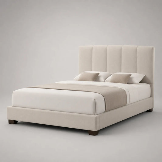 Stoffpolsterbett mit Kissen 180x200 cm Beige