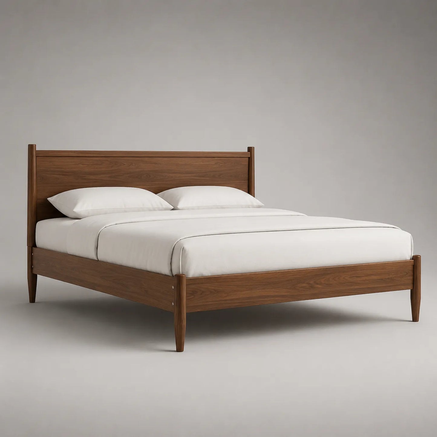 Doppelbett Holz Walnuss mit Matratze und Kissen