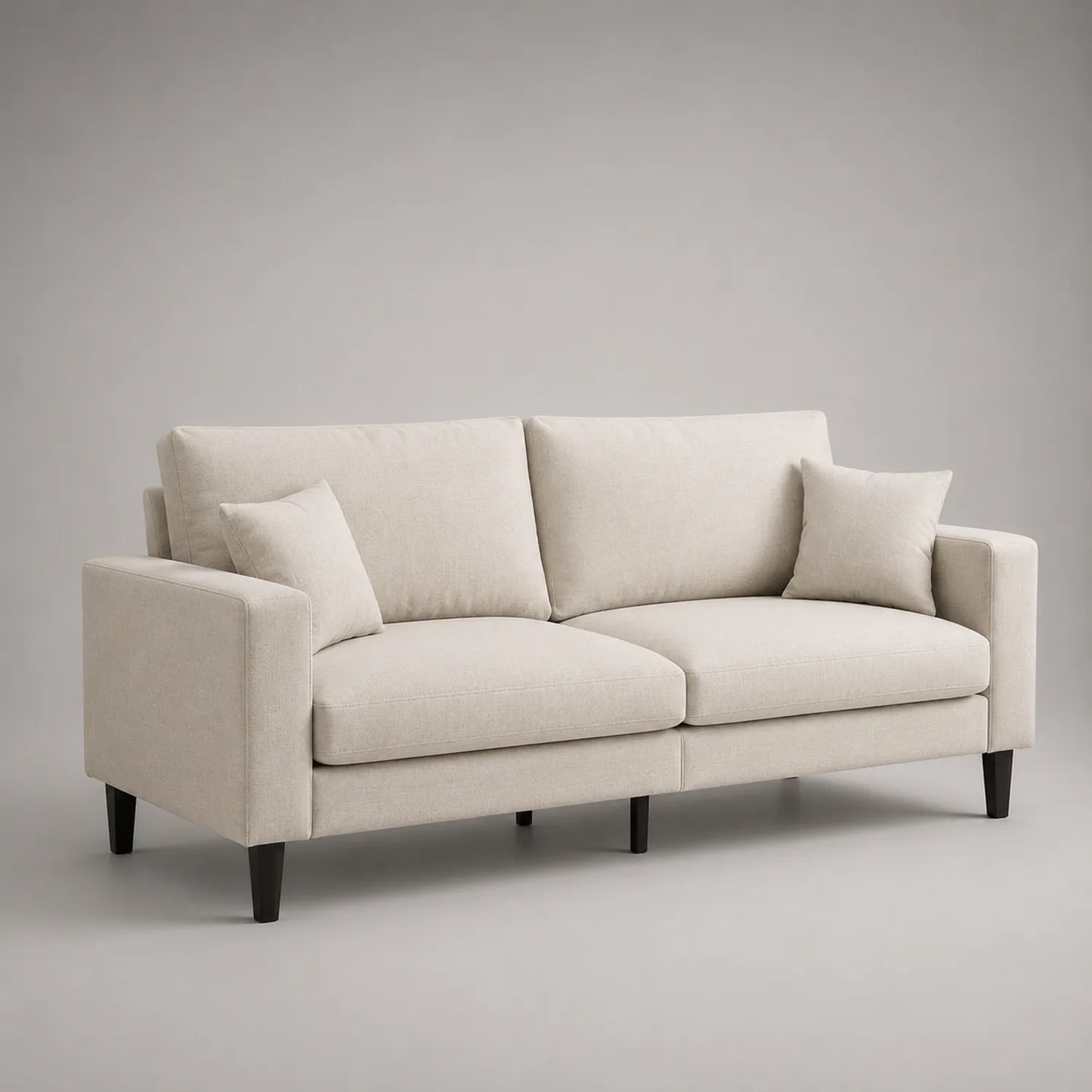 3-Sitzer Sofa Beige Polyester Massivholz
