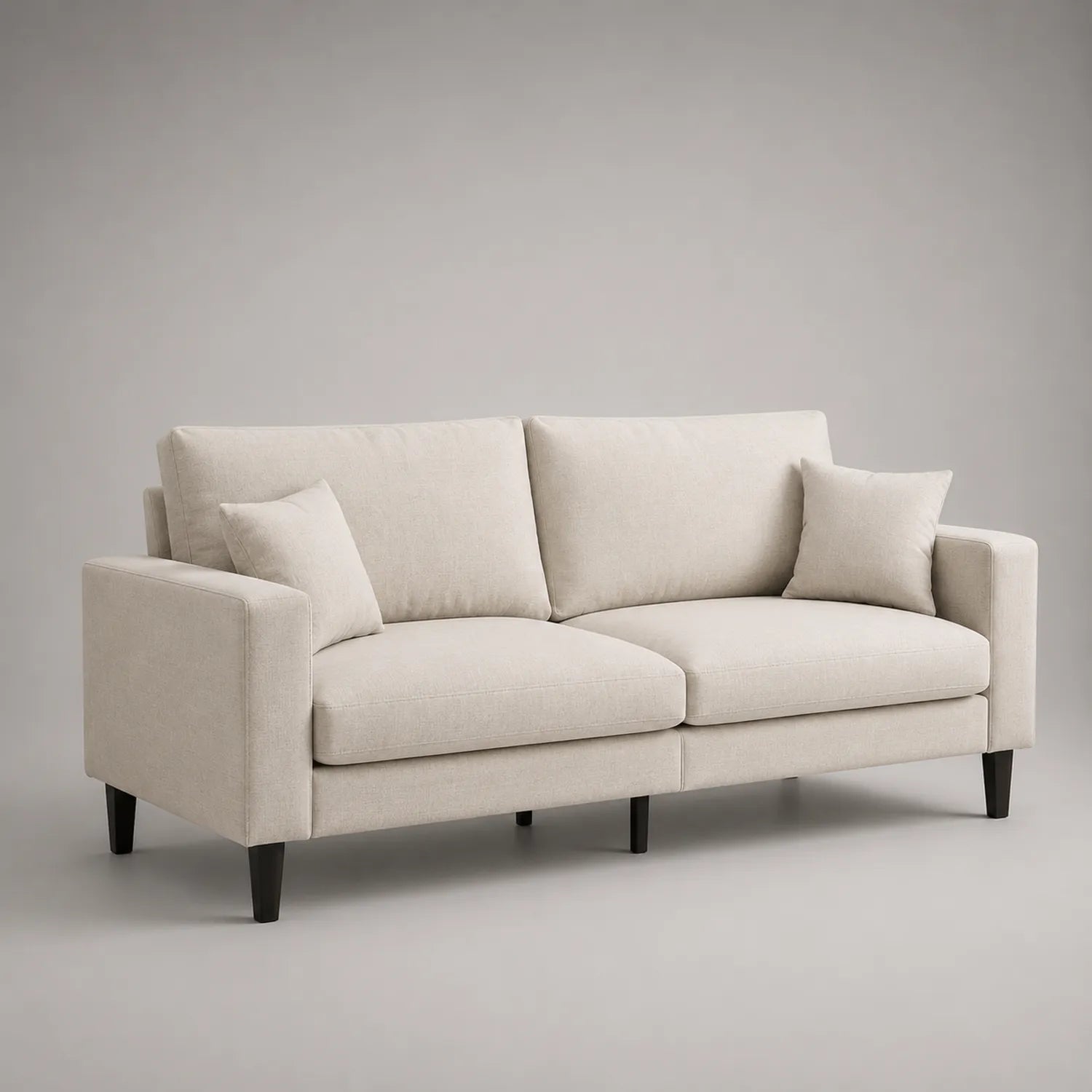 3-Sitzer Sofa Beige Polyester Massivholz