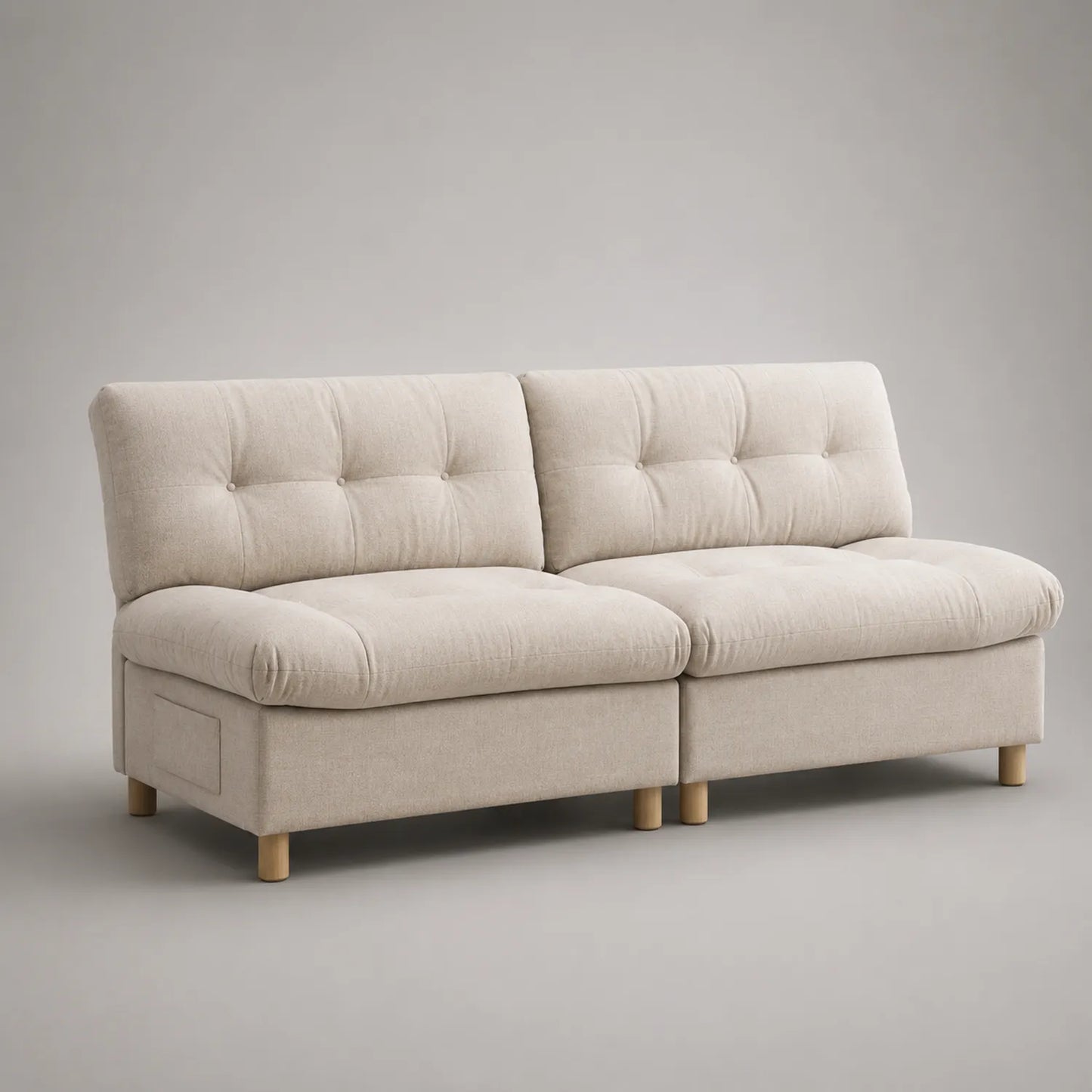 2-Sitzer Sofa Set Holzrahmen Polyesterstoff Beige 190 cm