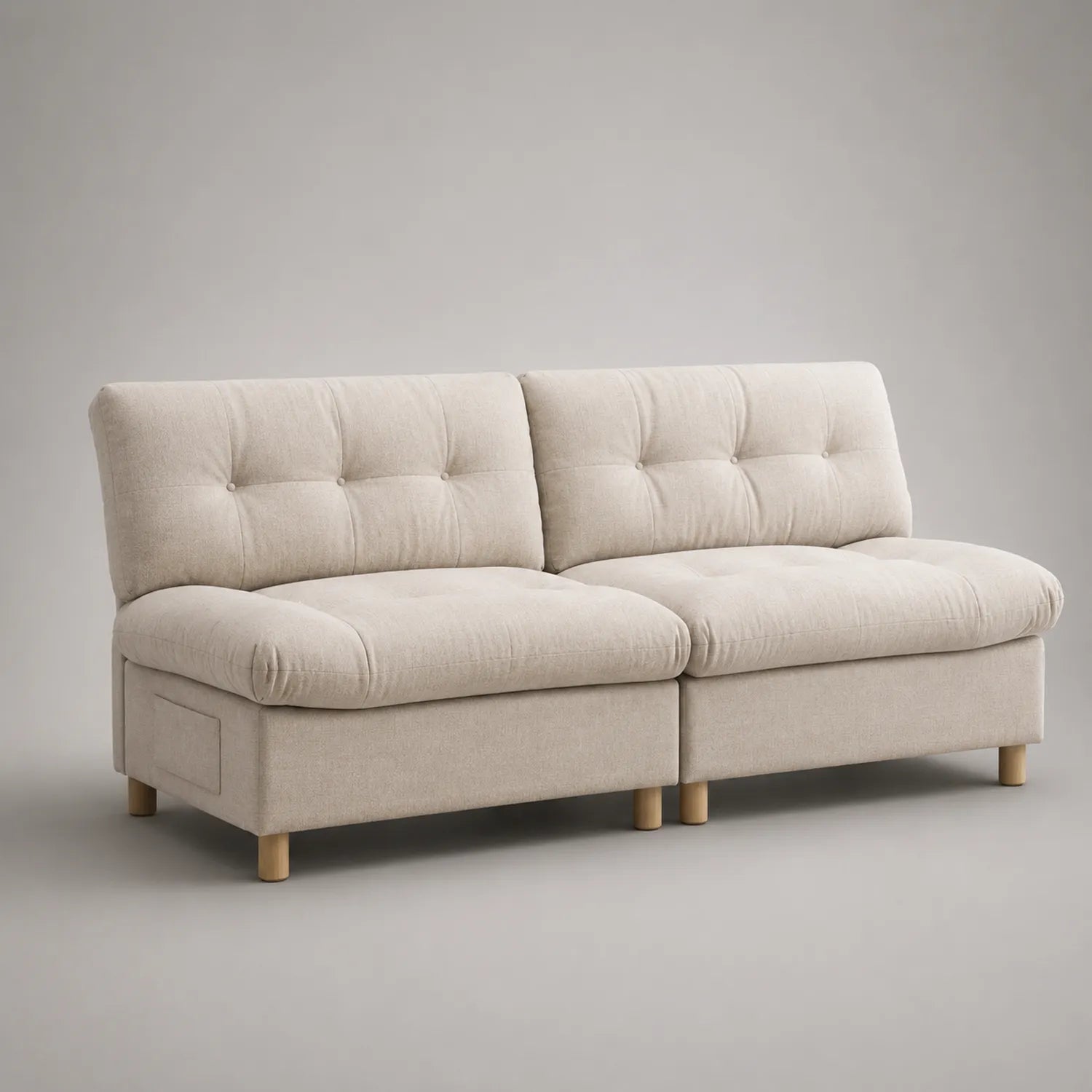 2-Sitzer Sofa Set Holzrahmen Polyesterstoff Beige 190 cm