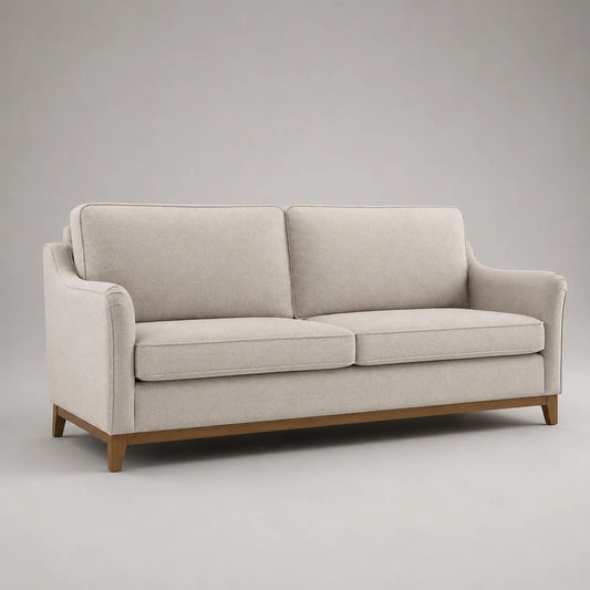 3-Sitzer Sofa Stoff Beige Eichenrahmen 210cm