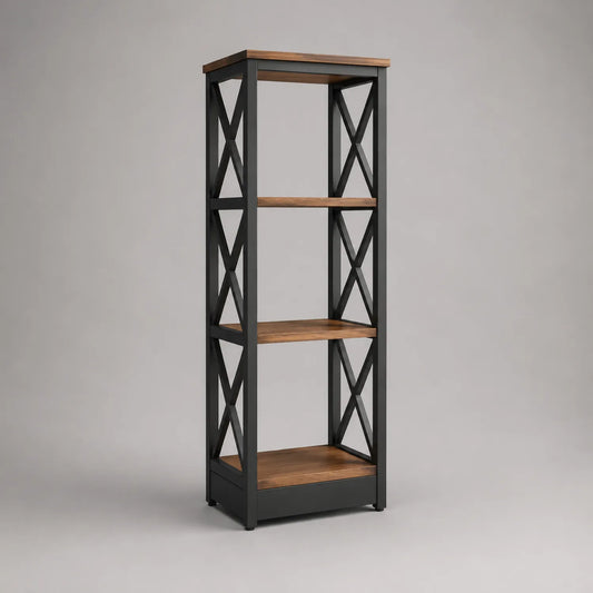 Regal Holz Metall Schwarz Braun 4 Böden