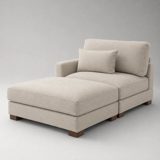 Chaiselongue Stoff Polyester Holz Beige