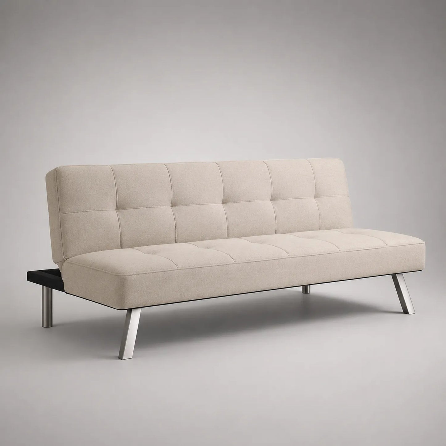 Schlafsofa mit Metallfüßen und Stoffbezug in Beige