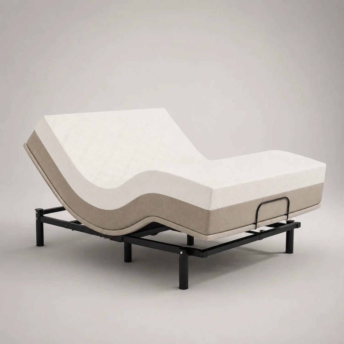 Metallbettgestell mit Memory-Schaum-Matratze 200cm x 140cm Weiß/Beige