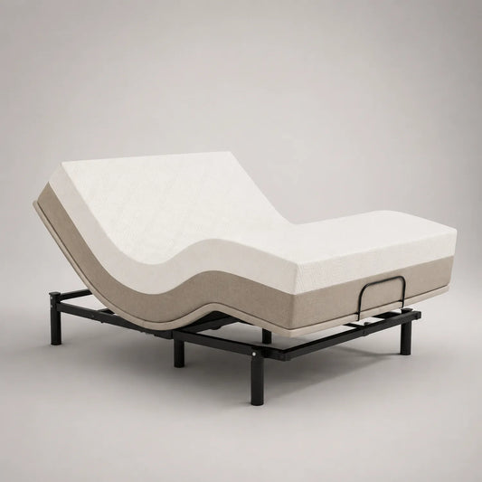 Metallbettgestell mit Memory-Schaum-Matratze 200cm x 140cm Weiß/Beige