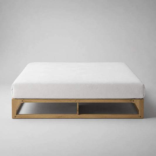 Bett mit Holzrahmen aus Eiche und Baumwollbezug 200x160 cm