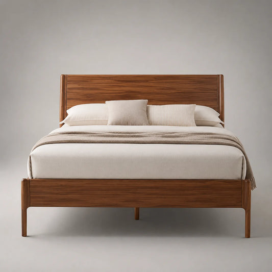 Walnuss-Holzbett mit Baumwollbezug 200x180 cm