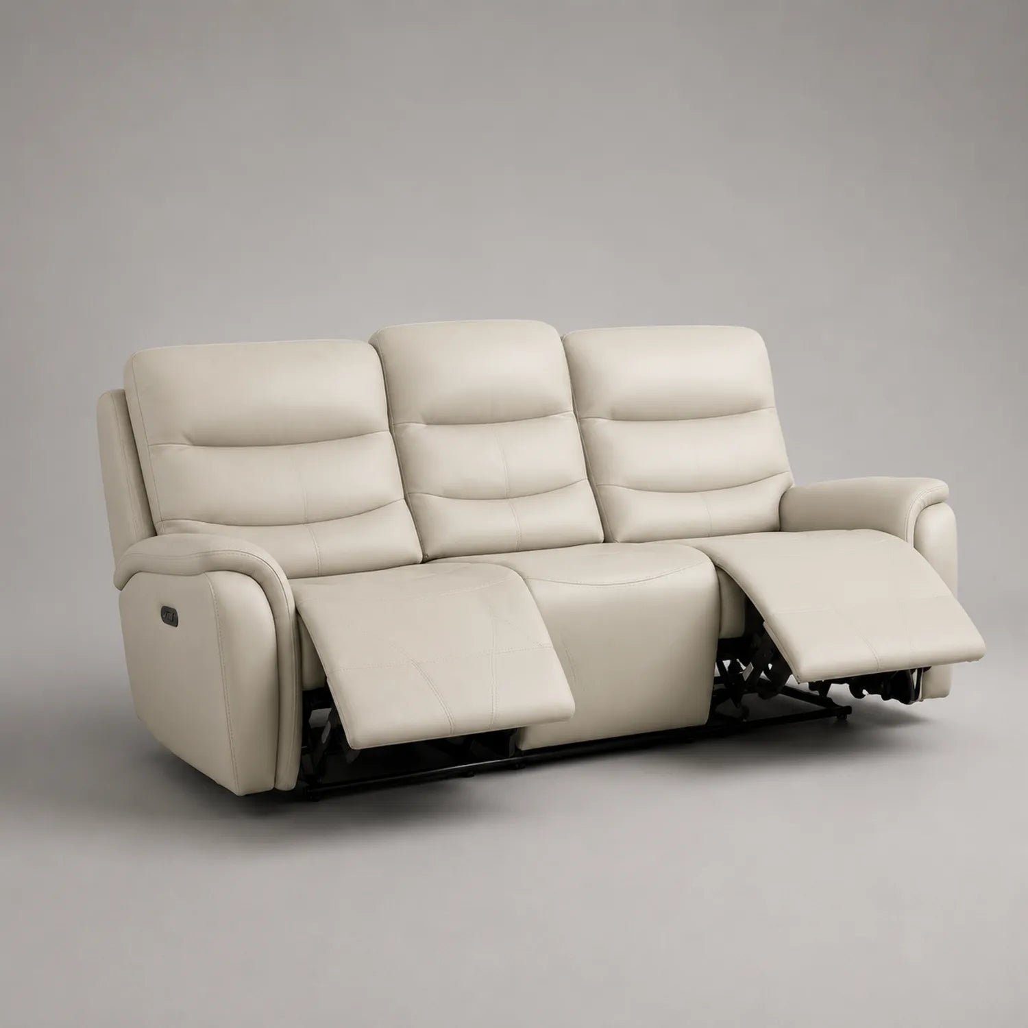 3-Sitzer Ledersofa Beige mit Verstellbaren Funktionen