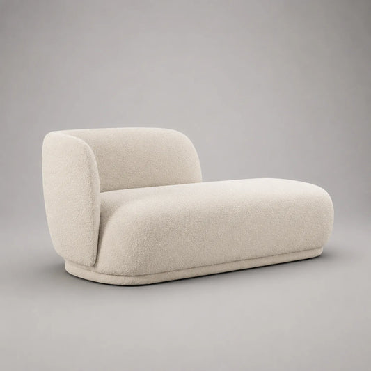 Chaiselongue mit Rückenlehne Bouclé-Stoff 160cm Creme