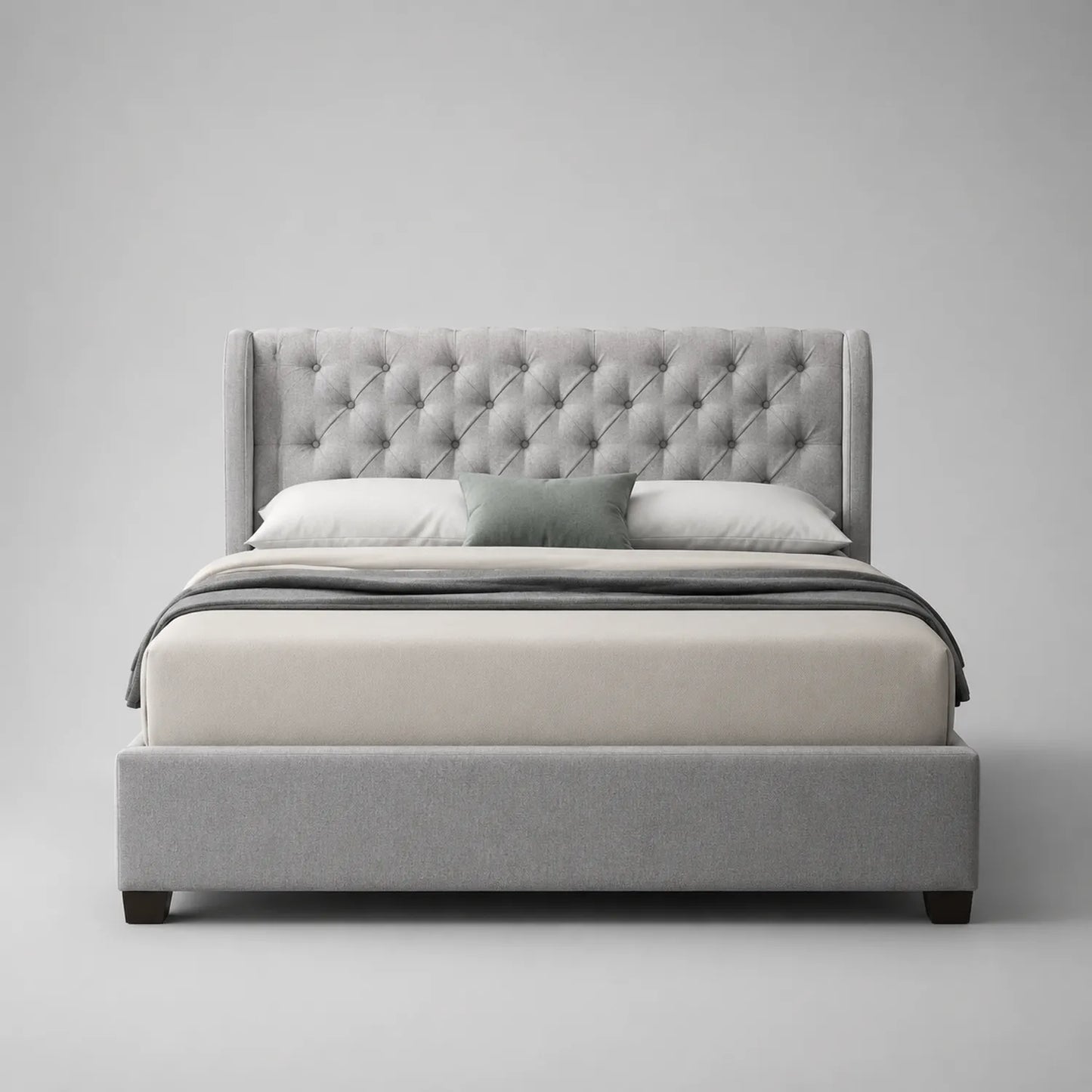 Gepolstertes Doppelbett 180x200 cm mit Leinenbezug, Grau