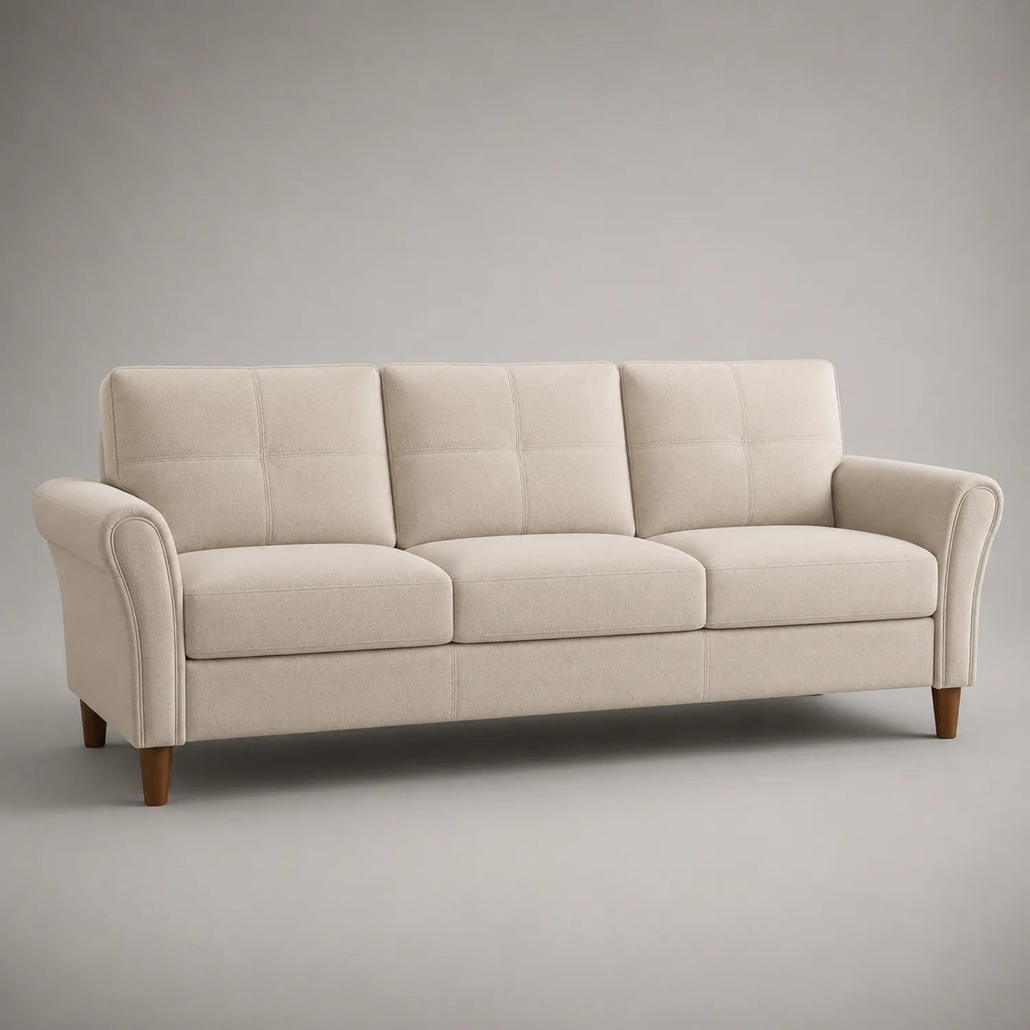 3-Sitzer Sofa Stoff Beige mit Holzbeinen