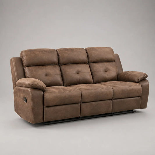 3-Sitzer Sofa Lederoptik Braun Mikrofaser