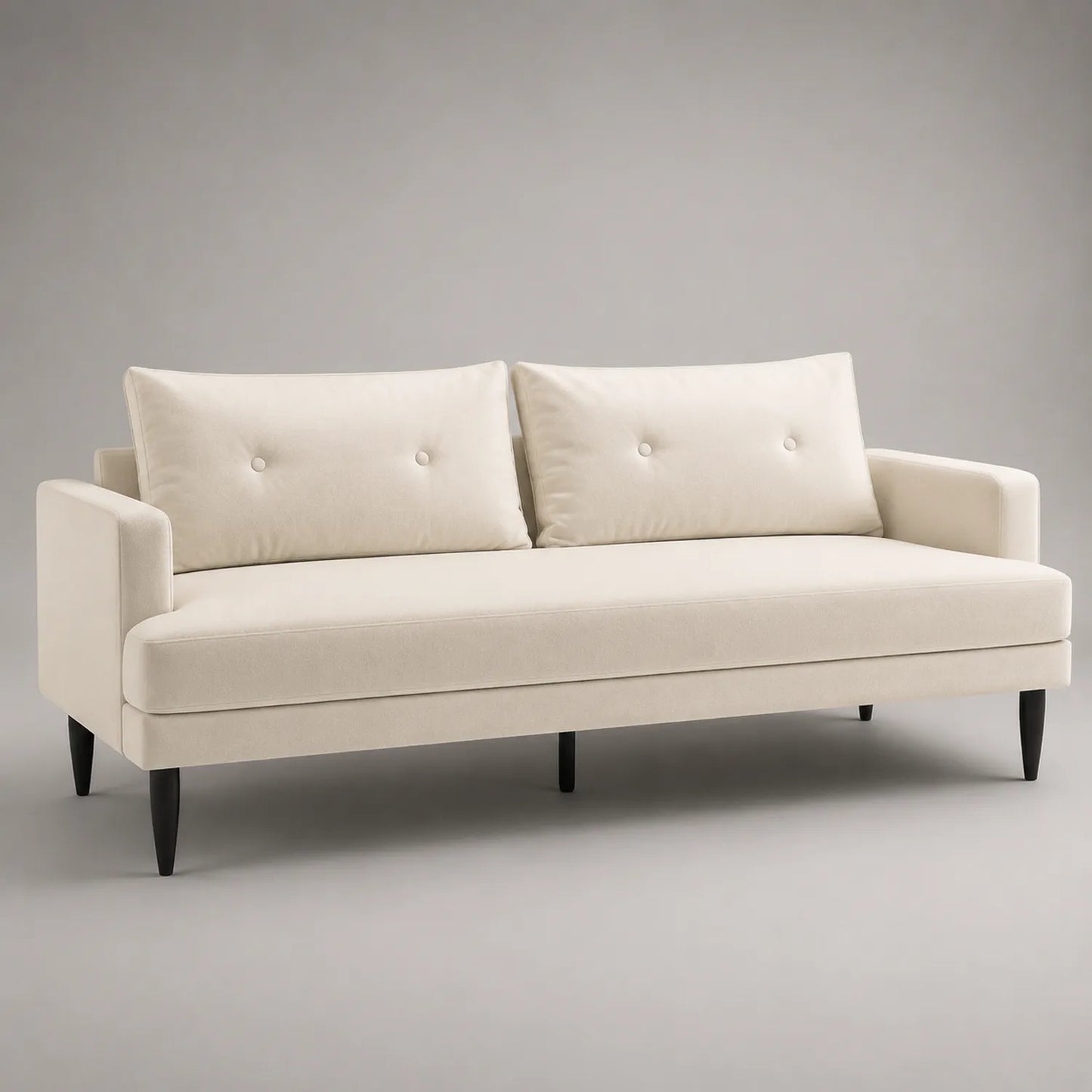 3-Sitzer Sofa mit Polyestergewebe und Holzfüßen in Beige
