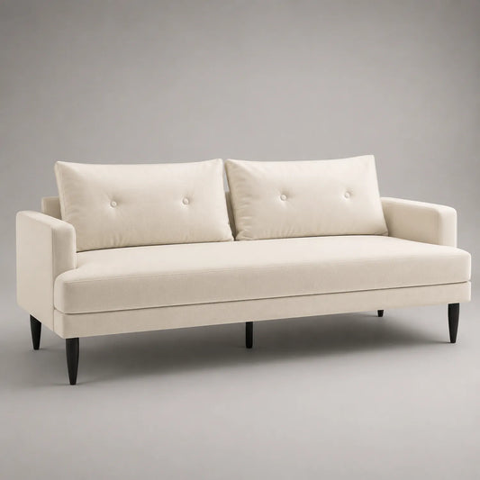 3-Sitzer Sofa mit Polyestergewebe und Holzfüßen in Beige