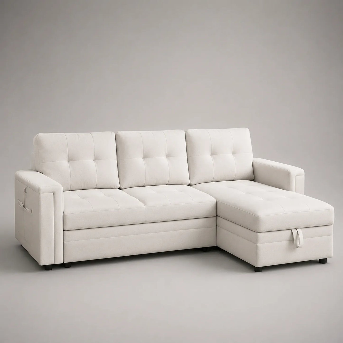Ecksofa mit Ottomane Stoff Beige 250x160x90 cm