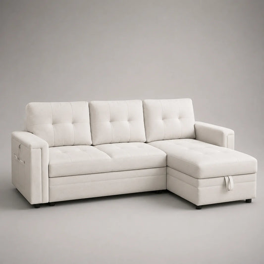 Ecksofa mit Ottomane Stoff Beige 250x160x90 cm