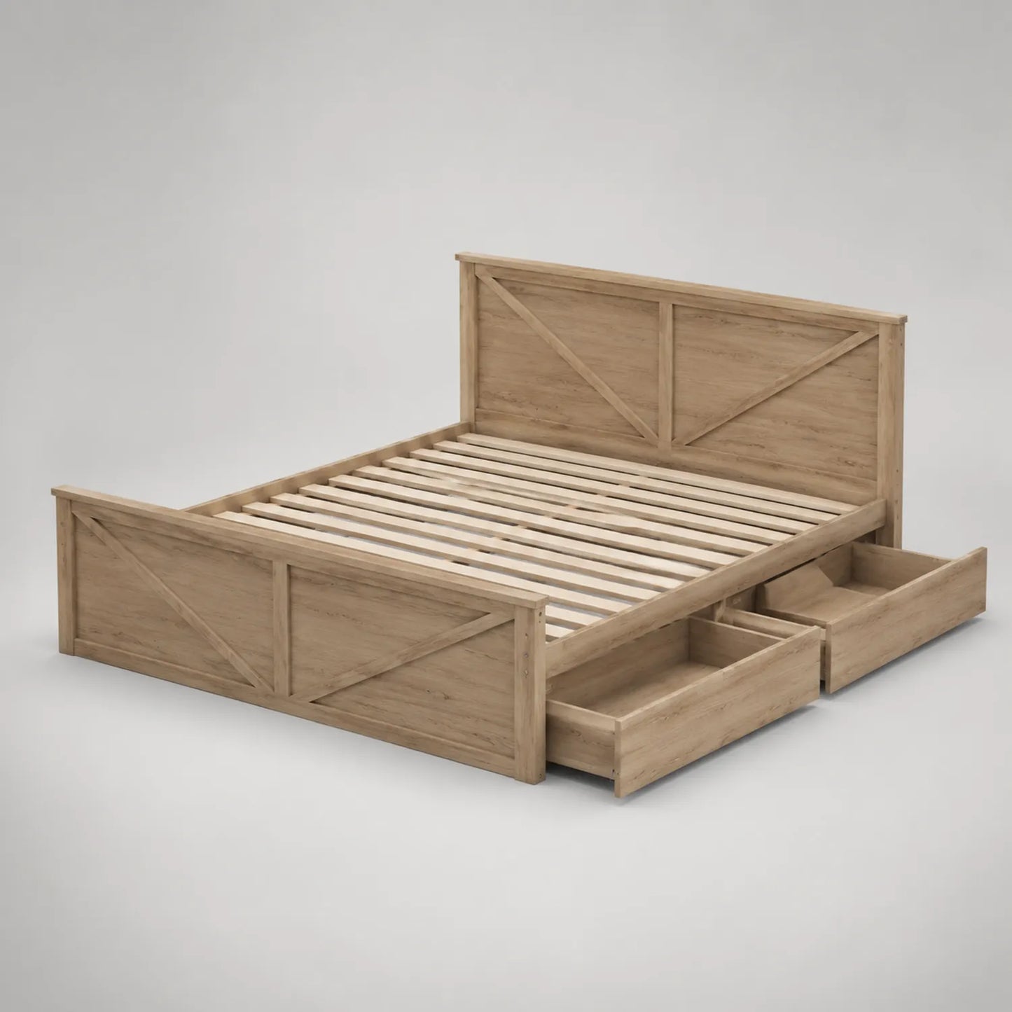 Holzbett mit Stauraum aus Eichenholz 200x180 cm