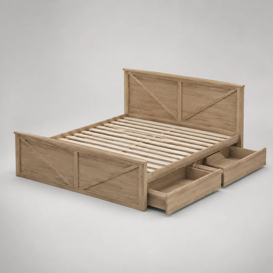 Holzbett mit Stauraum aus Eichenholz 200x180 cm