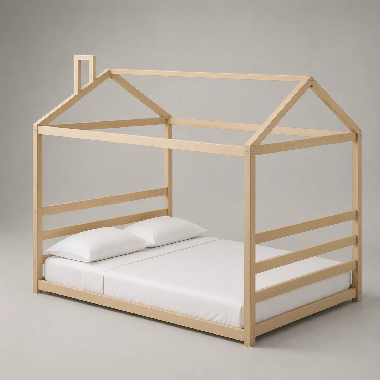 Kinderbett Hausform Kiefernholz 200x90 cm