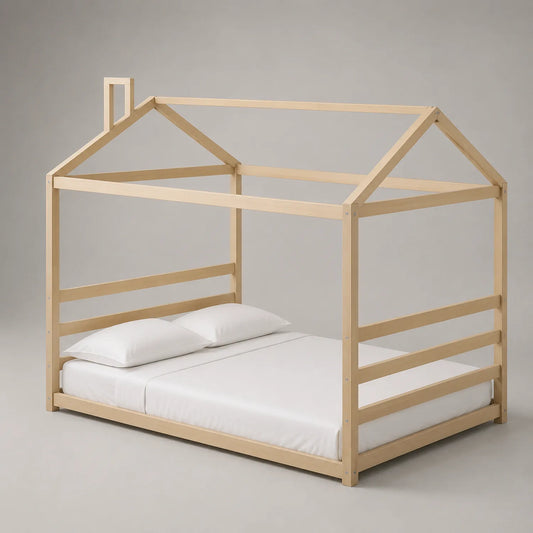 Kinderbett Hausform Kiefernholz 200x90 cm