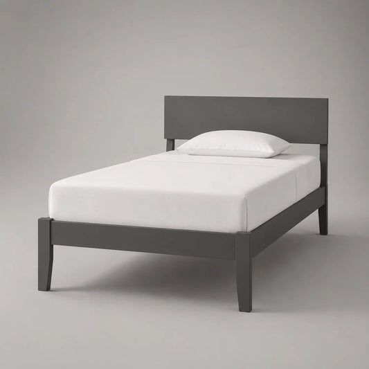 Einzelbett Massivholz Dunkelgrau 200x90 cm