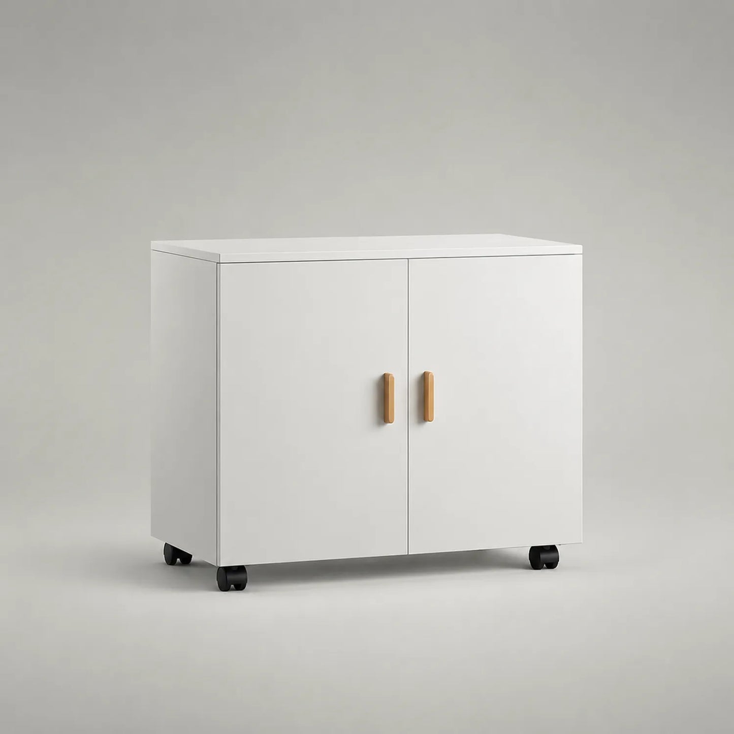 MDF Büroschrank mit Rollen und Türen, Weiß