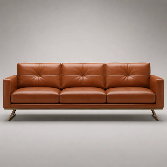 3-Sitzer Ledersofa Braun 220cm