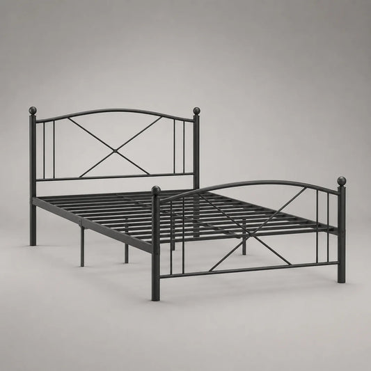 Metallbett 90x200 cm Stahl Schwarz